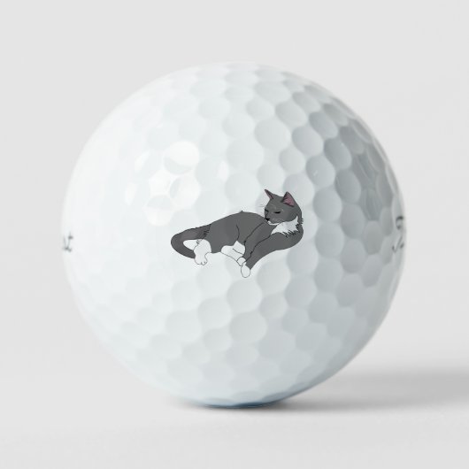 Gray & White Tuxedo Cat Golfballen (Voorkant)