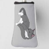 Gray & White Tuxedo Cat Golfheadcover (Draai 90)