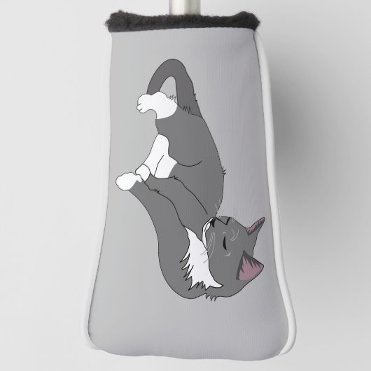 Gray & White Tuxedo Cat Golfheadcover (Draai 90)