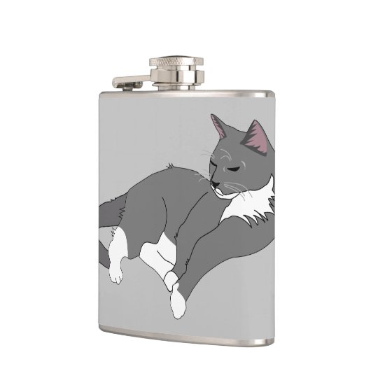 Gray & White Tuxedo Cat Heupfles (Links)