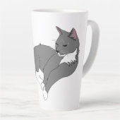 Gray & White Tuxedo Cat Latte Mok (Rechterhoek)