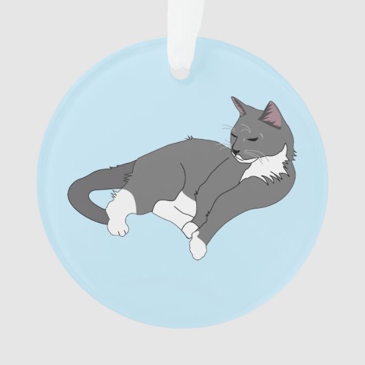 Gray & White Tuxedo Cat Ornament (voorkant)