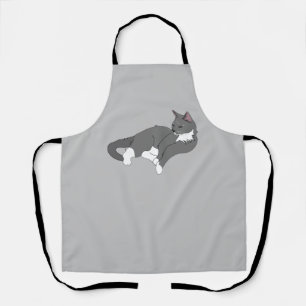 Gray & White Tuxedo Cat Schort