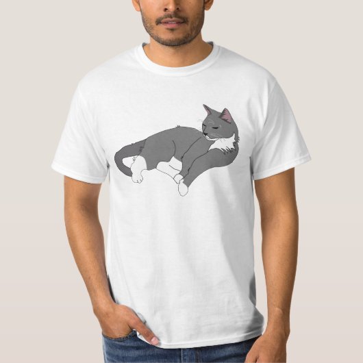 Gray & White Tuxedo Cat T-shirt (Voorkant)