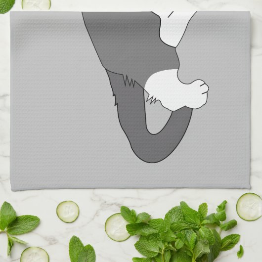 Gray & White Tuxedo Cat Theedoek (Gevouwen)