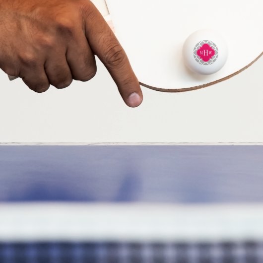 Gray WhMarokkaans #5 Raspberry 3 Initiaal Monogram Pingpongballen (Peddel)