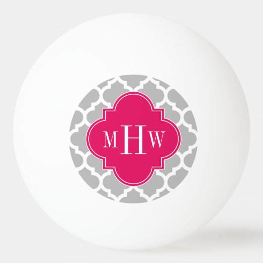 Gray WhMarokkaans #5 Raspberry 3 Initiaal Monogram Pingpongballen (Voorkant)