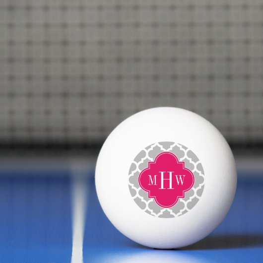 Gray WhMarokkaans #5 Raspberry 3 Initiaal Monogram Pingpongballen (Net)