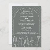 Gray Wildflower Bohemian Arch Wedding Kaart (Voorkant)