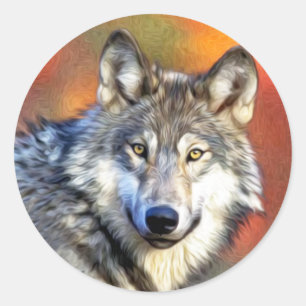 Gray Wolf Art schilderen Ronde Sticker