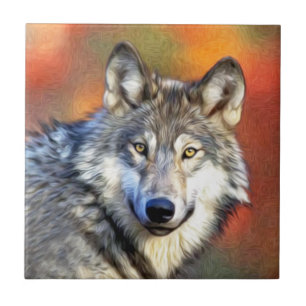 Gray Wolf Art schilderen Tegeltje