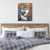 Gray Wolf Autumn Canvas Afdrukken (Insitu (Slaapkamer))