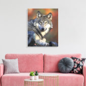 Gray Wolf Autumn Canvas Afdrukken (Insitu (Woonkamer))