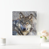 Gray Wolf Dignity Vierkante Klok (Huis)