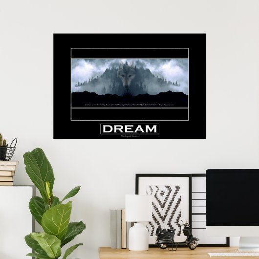 Gray Wolf DREAM Motivatie Art Poster (Thuiskantoor)