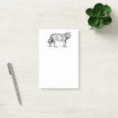 Gray Wolf Elegant Ink Tekening Post-it® Notes (Kantoor)