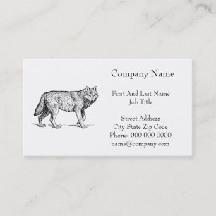 Gray Wolf Elegant Ink Tekening Visitekaartje
