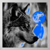 Gray Wolf en Moon Poster (Voorkant)