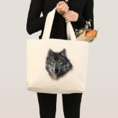 Gray Wolf Eyes Grote Tote Bag (Voorkant (product))