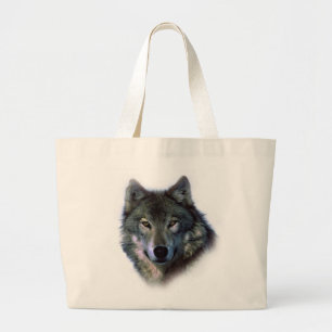 Gray Wolf Eyes Grote Tote Bag