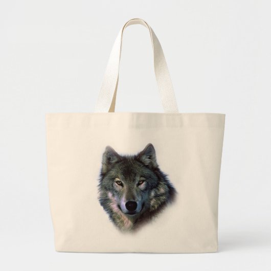 Gray Wolf Eyes Grote Tote Bag (Voorkant)
