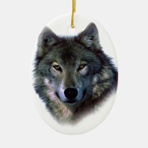 Gray Wolf Eyes Keramisch Ornament