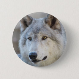 Gray Wolf Face Ronde Button 5,7 Cm