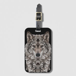 Gray Wolf Geometric Portret Bagagelabel