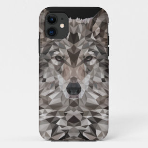 Gray Wolf Geometric Portret iPhone 11 Hoesje