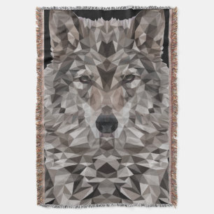 Gray Wolf Geometric Portret Deken