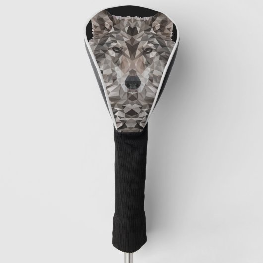 Gray Wolf Geometric Portret Golfheadcover (Voorkant)