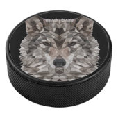 Gray Wolf Geometric Portret Hockey Puck (3/4)