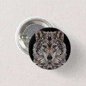 Gray Wolf Geometric Portret Ronde Button 3,2 Cm (Voorkant /achterkant)