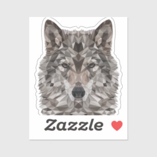 Gray Wolf Geometric Portret Sticker