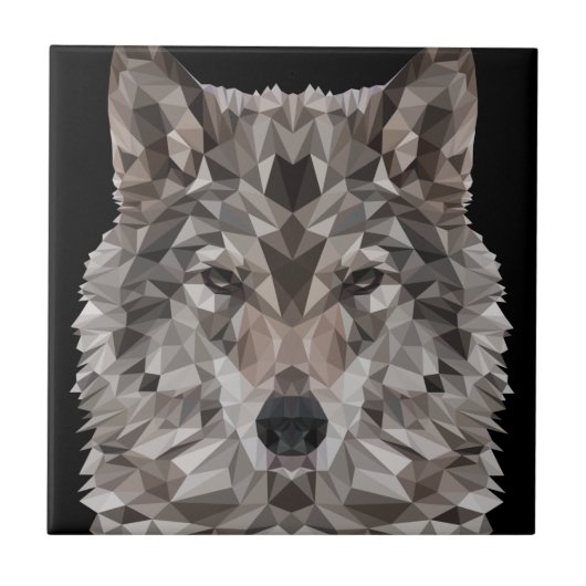 Gray Wolf Geometric Portret Tegeltje (Voorkant)