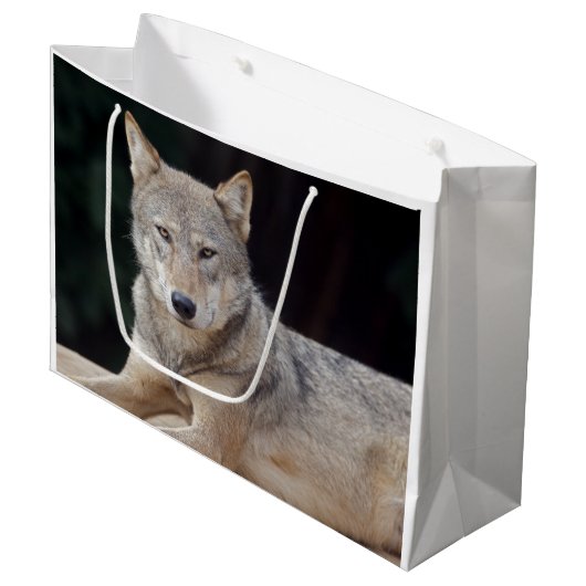 Gray Wolf Gift Bag Large Cadeautasje (Voorkant Gekanteld)