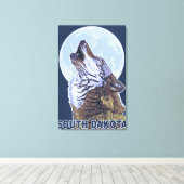 Gray Wolf Howling South Dakota Canvas Afdruk (Insitu (Houten vloer))
