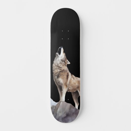 Gray Wolf Howling Wide Street skateboard (Recto)