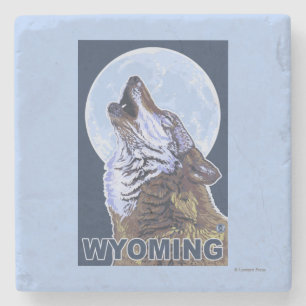 Gray Wolf Howling Wyoming Stenen Onderzetter