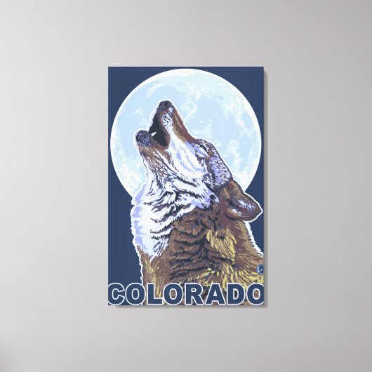 Gray Wolf HowlingColorado Canvas Afdruk (Voorkant)