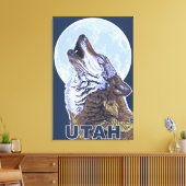Gray Wolf HowlingUtah Canvas Afdruk (Insitu (Woonkamer))