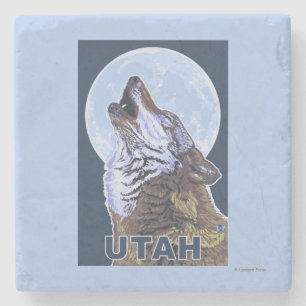 Gray Wolf HowlingUtah Stenen Onderzetter