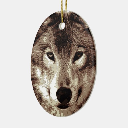 Gray Wolf Keramisch Ornament (Links)