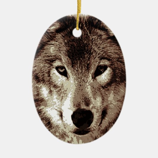 Gray Wolf Keramisch Ornament (Voorkant)