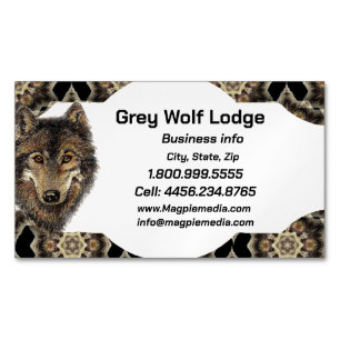 Gray Wolf Lodge Animal Wildlife Art Visitekaartje Magnetisch Visitekaartje