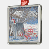 Gray Wolf Metalen Ornament (Links)
