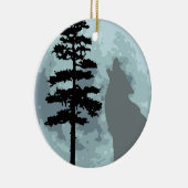 Gray Wolf Moon Keramisch Ornament (Rechts)
