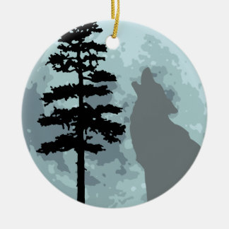 Gray Wolf Moon Keramisch Ornament
