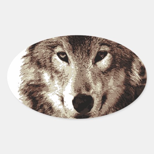 Gray Wolf Ovale Sticker (Voorkant)
