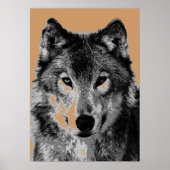 Gray Wolf Portrait Motivation Liberté Poster (Devant)